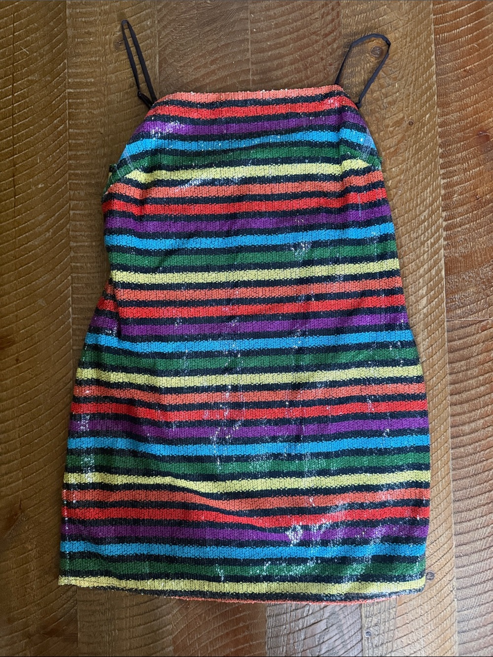 Wayf Multicolor Sequin Striped Mini Dress - Rainbow Stripes